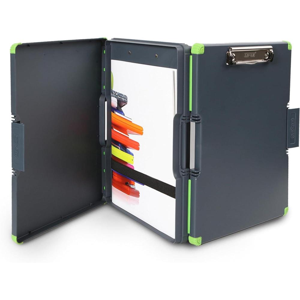 Dexas Duo Clipcase, Double Sided Clipboard Design, Portable Clipboards 13x10 Gray/Green, Combine Style and Functionality Office Supplies for Nursing, School, Work, Trades, Home Office(Gray/Green)