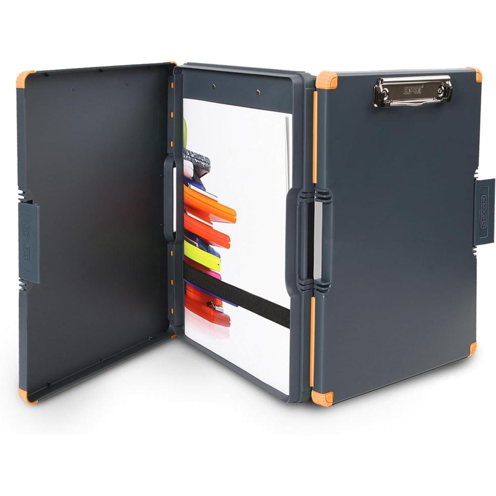 Dexas Duo Clipcase, Double Sided Clipboard Design, Portable Clipboards 13x10 Gray/Green, Combine Style and Functionality Office Supplies for Nursing, School, Work, Trades, Home Office(Gray/Orange)