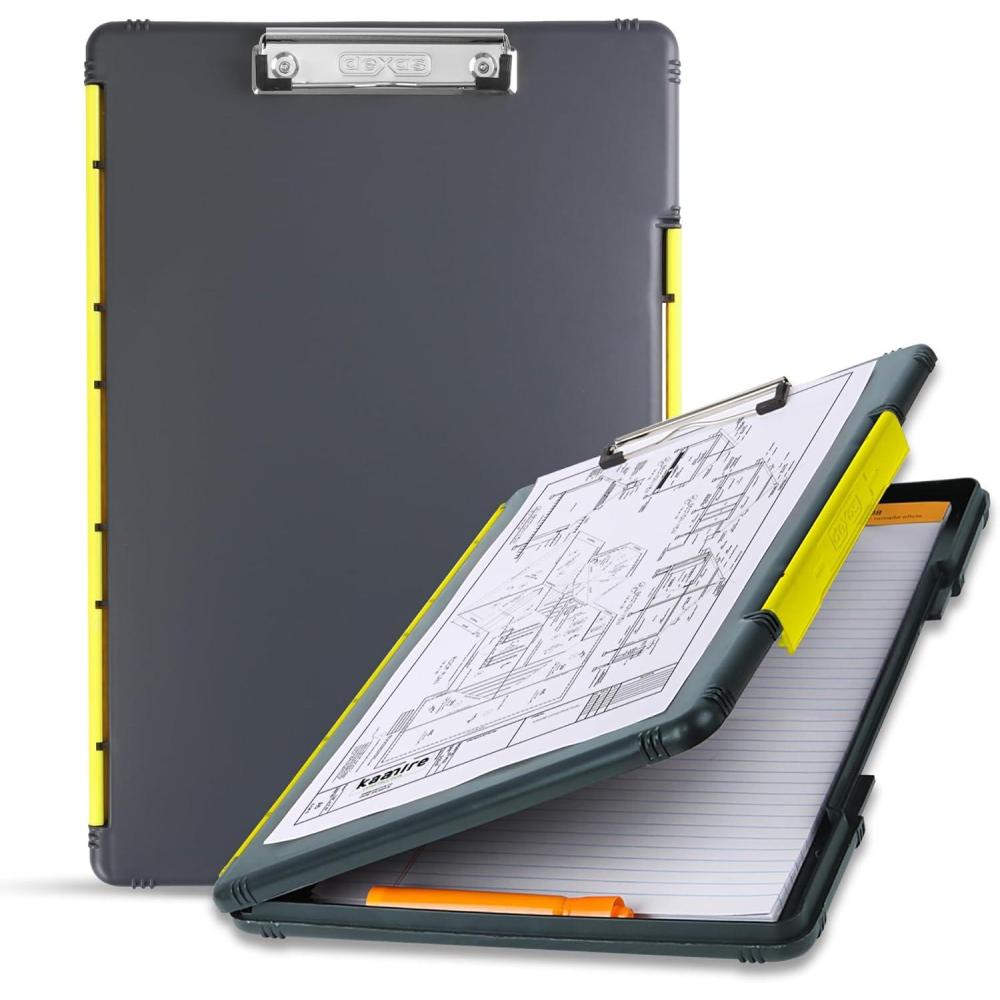 Dexas Legal Size XL Slimcase 2 Storage Clipboard, Gray with Green Clip, 15.5″ x 10.5″(Gray With Yellow Clip)
