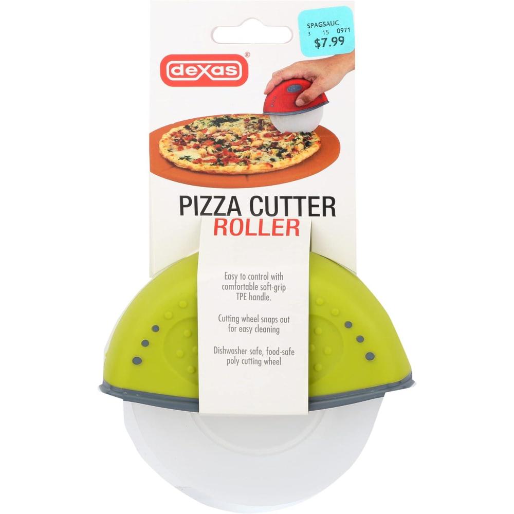 Dexas One Handed Rolling Pizza Cutter, Green(Green)