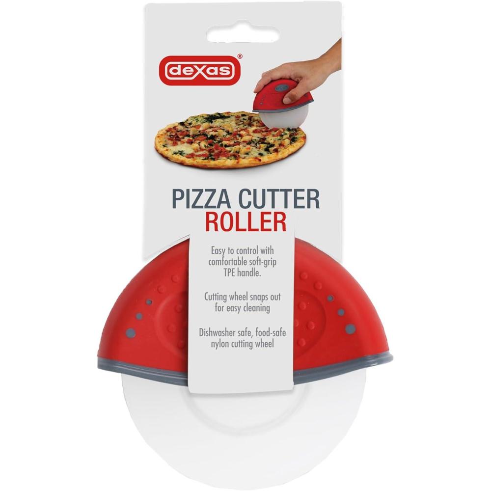 Dexas One Handed Rolling Pizza Cutter, Green(Red)