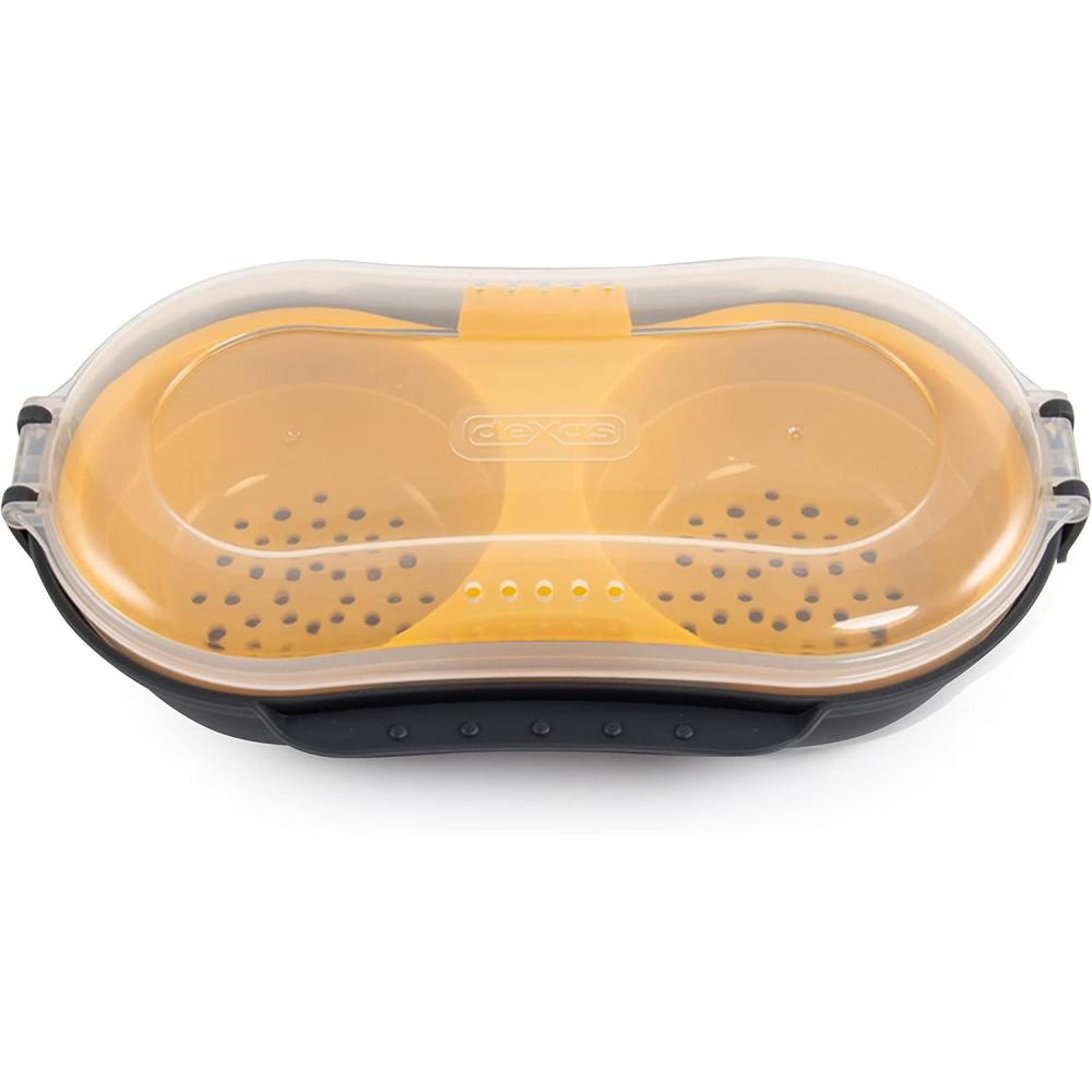 Dexas Duo Egg Cooker/Microwave Egg Poacher,Black/Yellow,GEC2-1235-432