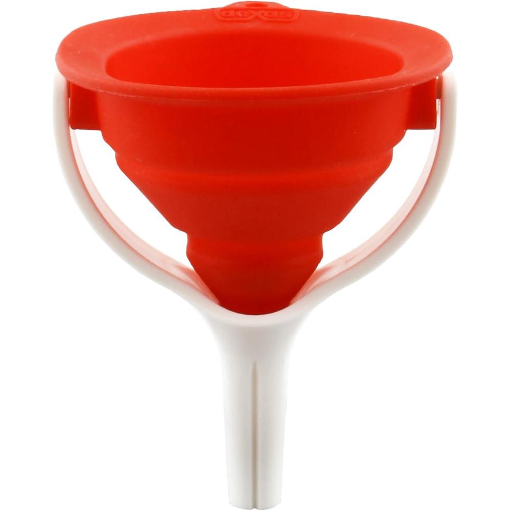 Dexas POP Small Collapsible Silicone Funnel, 2.5 inch Diameter, Gray(Red/White)