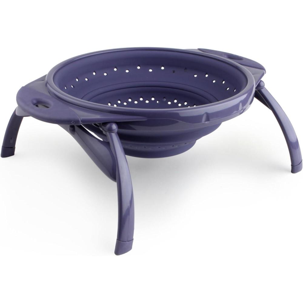 Dexas POP Collapsible Silicone Colander, 10 inch diameter, Solid Red(Gray)