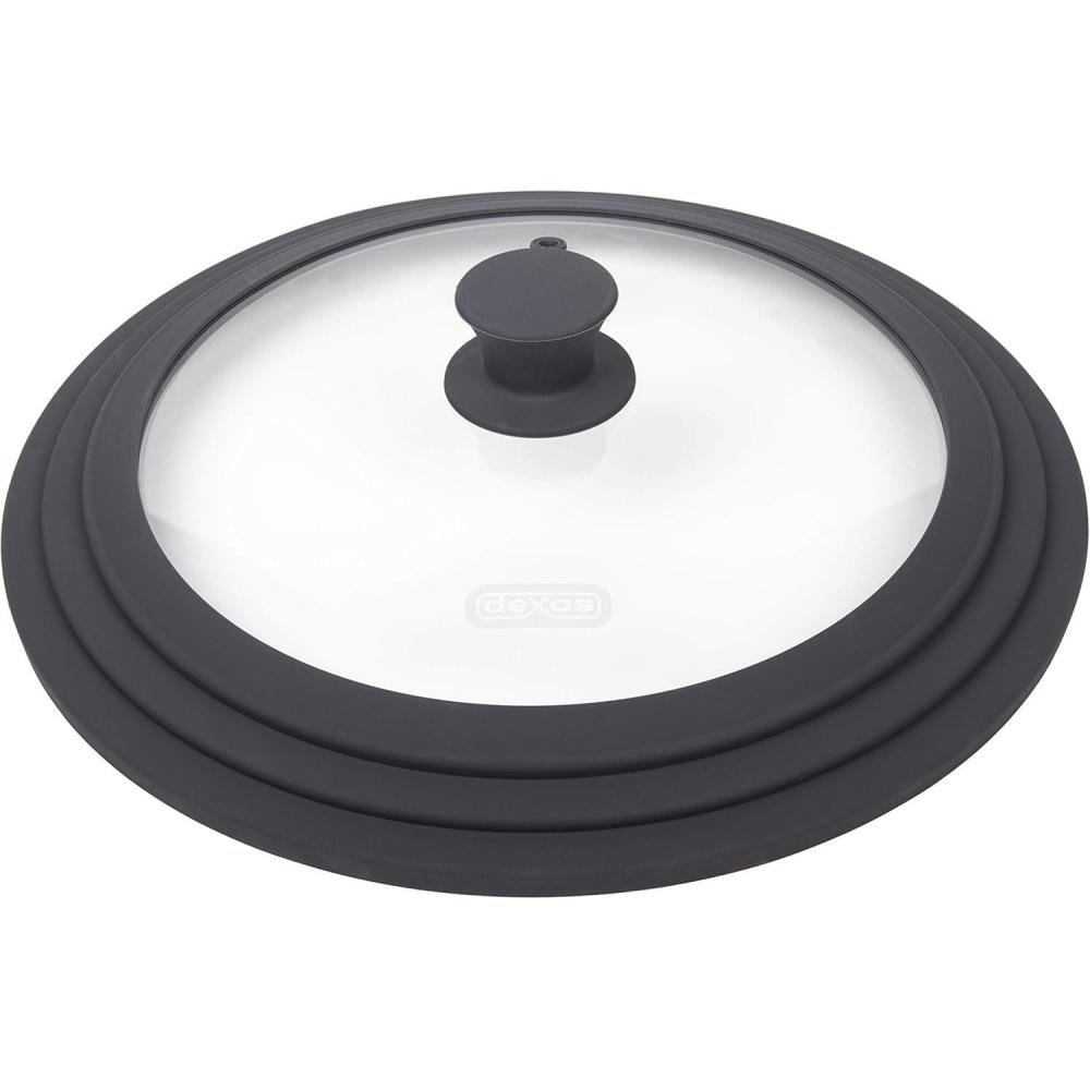 Dexas FlexLid Universal Pan Lid Made from Tempered Glass and Silicone, Fits cookware from 9¾ – 12½ in diameter(Fits 12.5 Inch Pots)