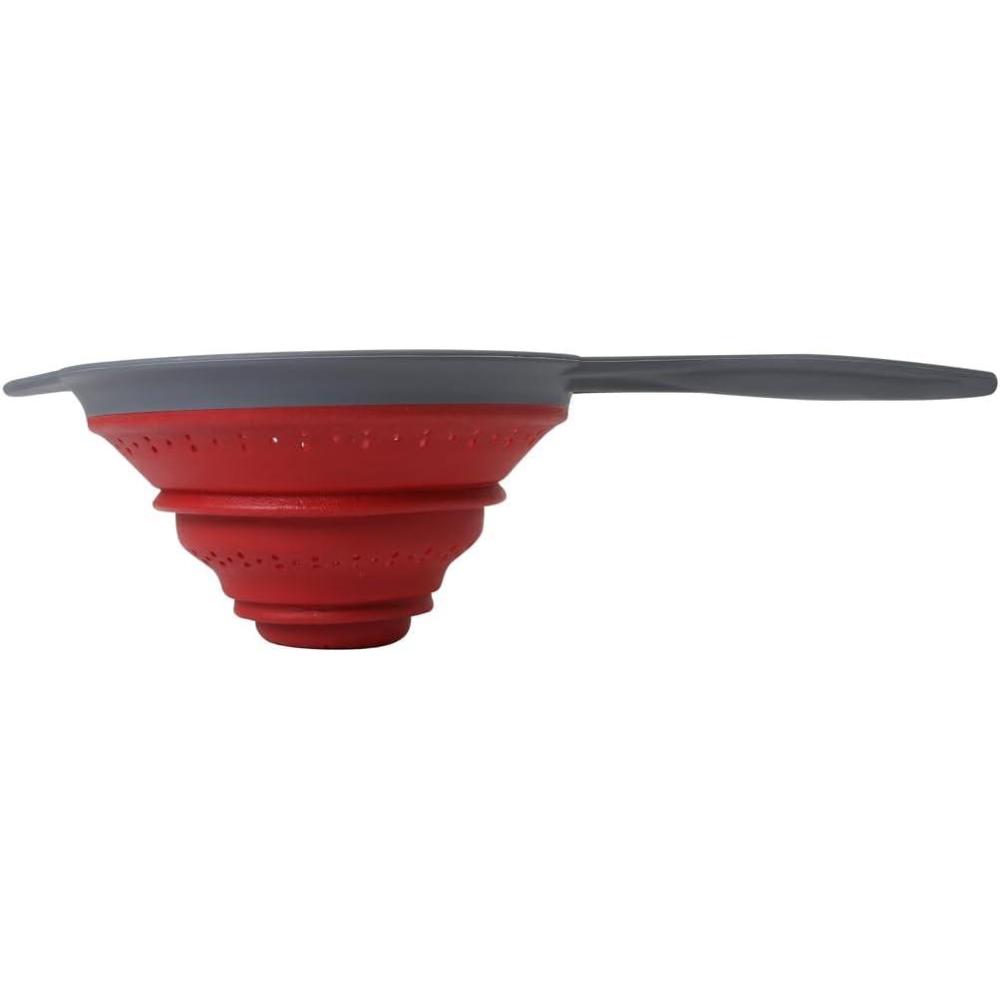 Dexas Pop N Store Collapsible Strainer, 8-Inch, Red, 1.3 Quarts Capacity, Dishwasher Safe, Space-Saving Design(8 inch)
