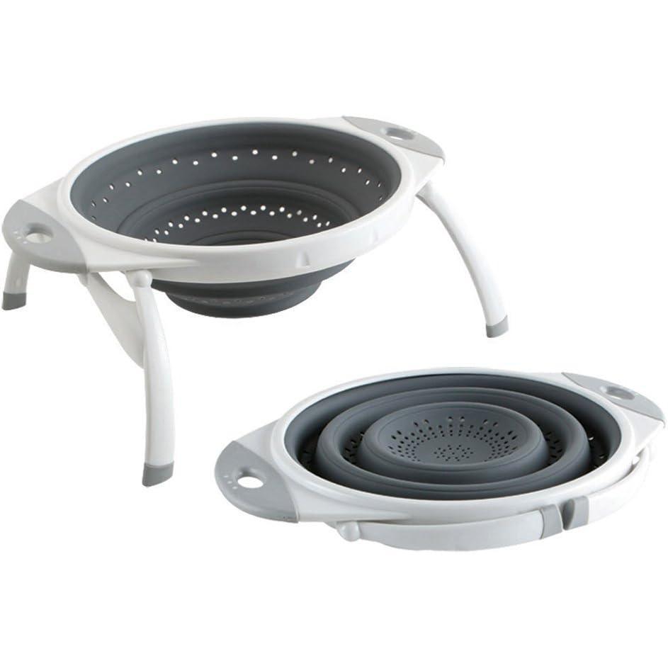 Dexas POP Collapsible Silicone Colander, 10 inch diameter, Solid Red(White and Gray)