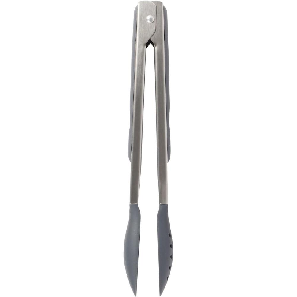Dexas Spoon & Strain Tongs with Gravity open & Close Operation, 12″, Gray(Gray)