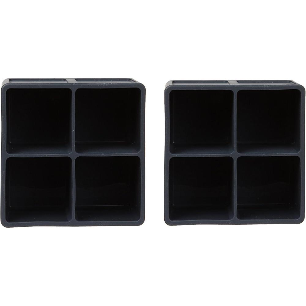 Dexas Silicone Four Jumbo Cube Ice Cube Trays, Set of Two, Purple(Gray)