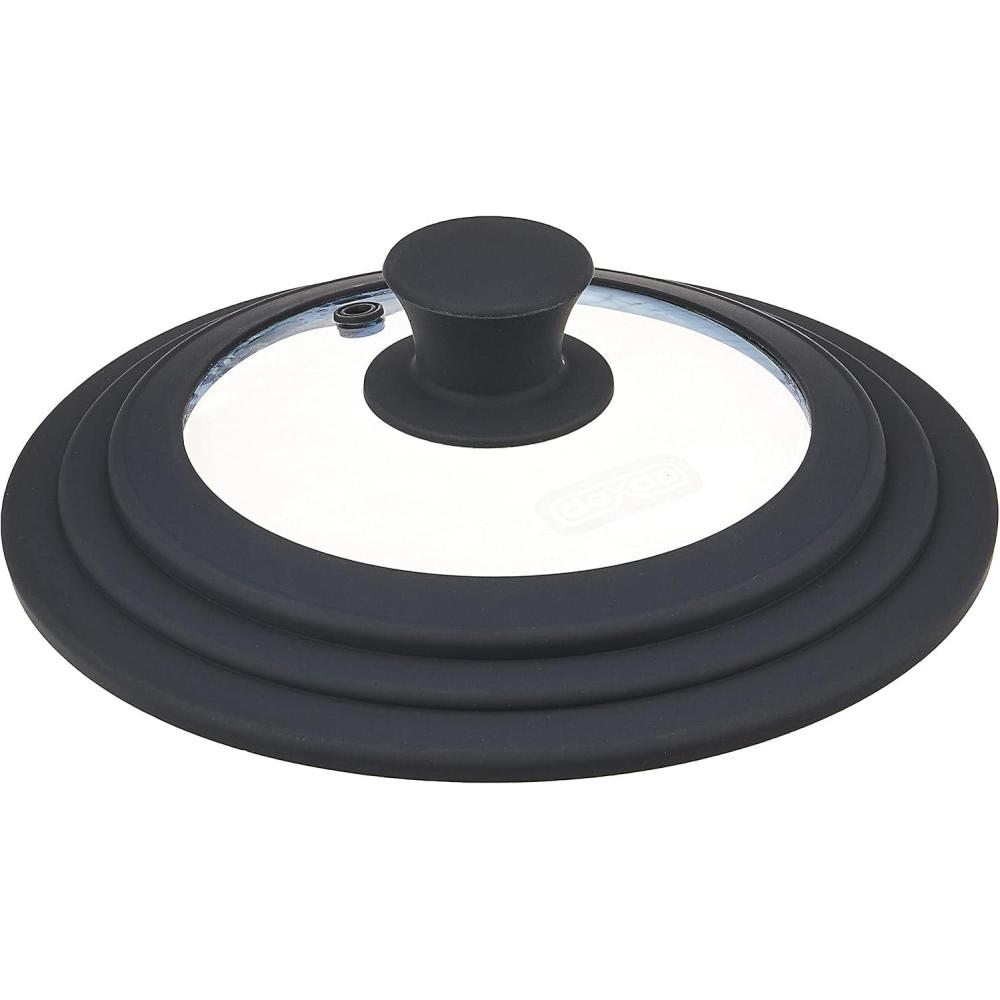 Dexas FlexLid Universal Pan Lid Made from Tempered Glass and Silicone, Fits cookware from 9¾ – 12½ in diameter(Fits 5¾ – 8¾ Diameter)