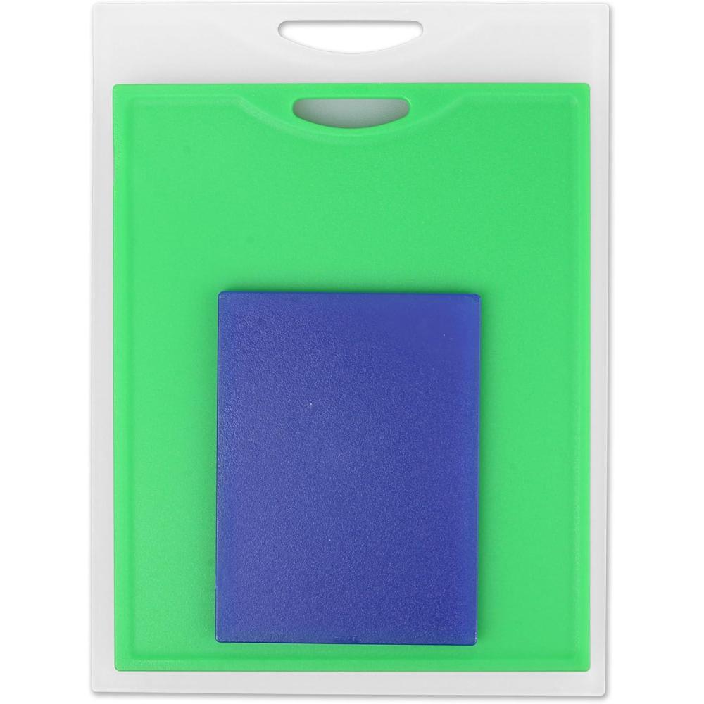 Dexas Classic Jelli Cutting Board with Handle, 8.5 by 11 inches, White Granite Pattern(Blue  Green  Natural)