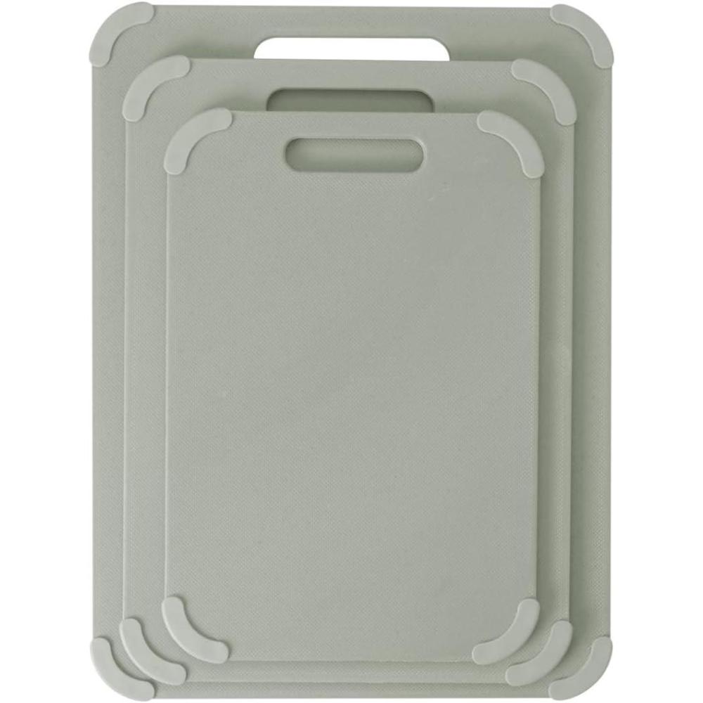Dexas Fresh Prep 3-Pack Non-Slip Cutting Board Set – Dishwasher Safe Plastic Boards with Silicone Grip Corners & Handle, Sage (14.17″ x 10.63″, 12.6″ x 9.06″, 11.02″ x 7.48″)(Sage)
