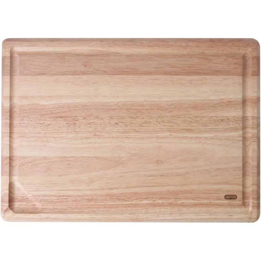 Dexas Rubberwood Pour Spout Cutting Board – 18″ x 13″ x 1″ | Juice Groove, Easy-Pour Corner, Heavy-Duty Wood Board for Carving & Chopping(21″L x 15″W)