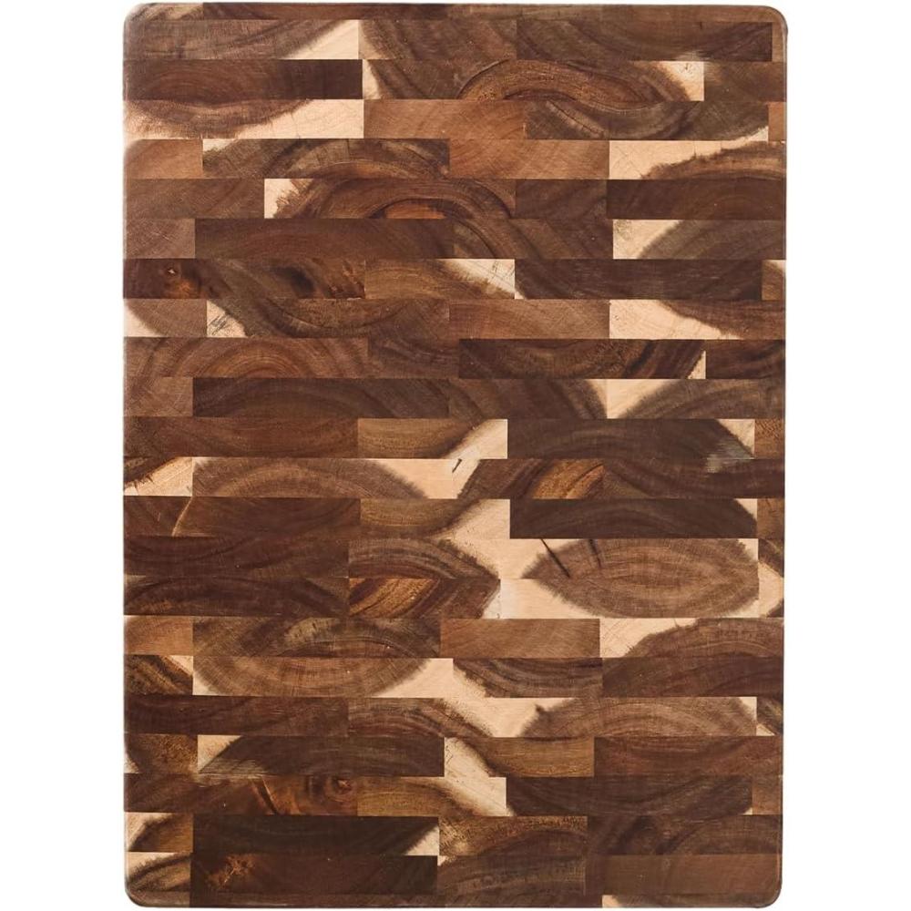 Dexas Acacia End Grain Reversible Butcher Block Cutting Board – 11.8″ x 16.14″ | Heavy-Duty Wood Chopping Board with Recessed Finger Grips
