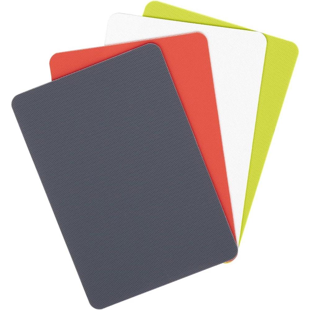 Dexas Heavy Duty Cutting Board Grippmat, Flexible Cutting Boards for Kitchen, Set of 4, Non Slip Plastic Board Cutting Mat 11.5 by 14 inches, Gray, Turquoise, White, Green Set Kitchen Gadgets(Gray/ Red/ White/ Green)