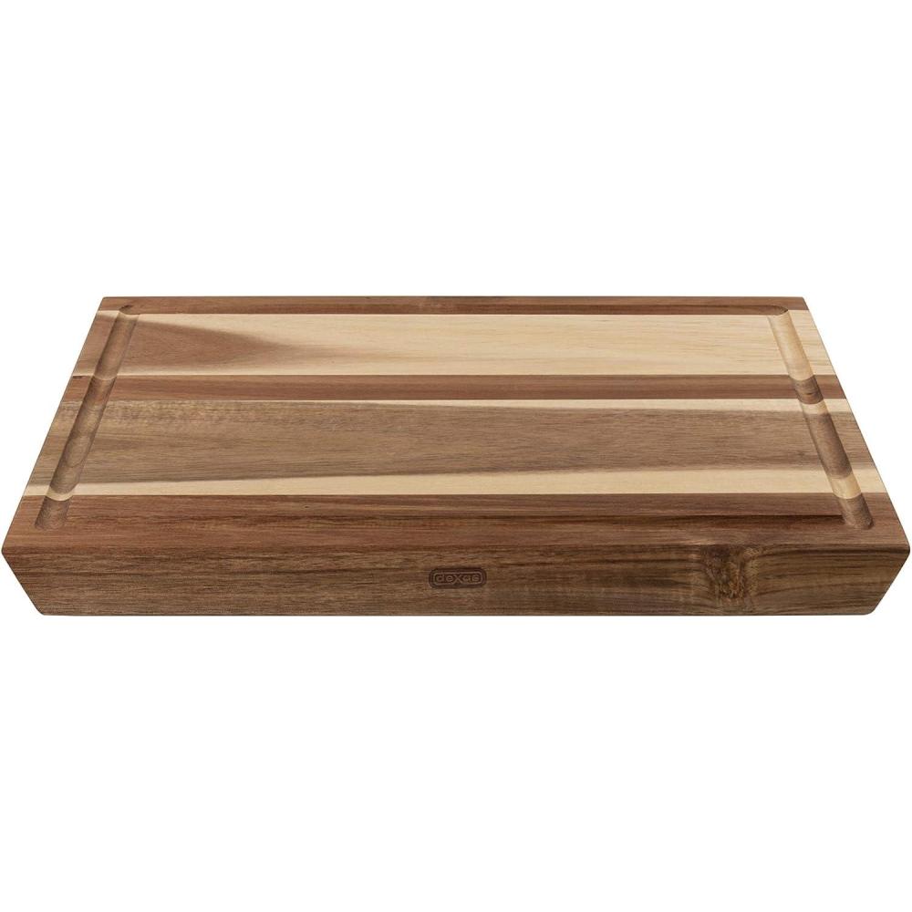 Dexas Angled Acacia Wood Cutting Board with Well, 15 x 20 inches(12 by 16 inches)