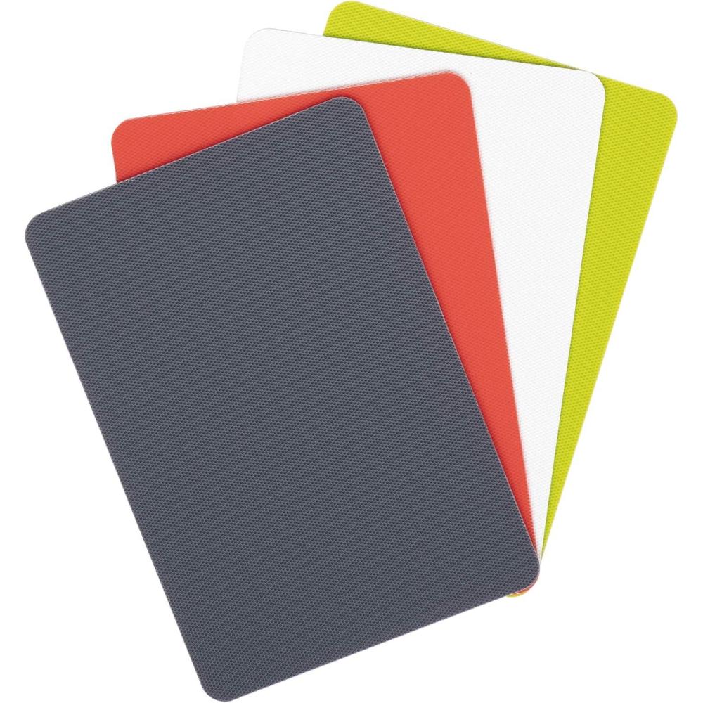 Dexas Heavy Duty Cutting Board Grippmat, Flexible Cutting Boards for Kitchen, Set of 4, Non Slip Plastic Board Cutting Mat 11.5 by 14 inches, Gray, Turquoise, White, Green Set Kitchen Gadgets(Gray  Red  White and Green)