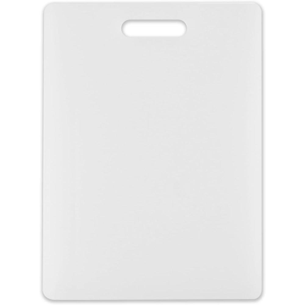 Dexas NSF Polysafe Cutting Board with Handle, 9.5 x 15 Inches, Reversible Non-Slip Kitchen Cutting Board, White(Flat)