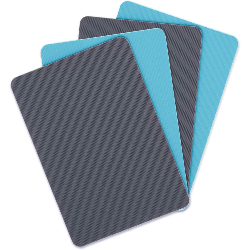 Dexas Heavy Duty Cutting Board Grippmat, Flexible Cutting Boards for Kitchen, Set of 4, Non Slip Plastic Board Cutting Mat 11.5 by 14 inches, Gray, Turquoise, White, Green Set Kitchen Gadgets(Gray / Turquoise / White / Green)