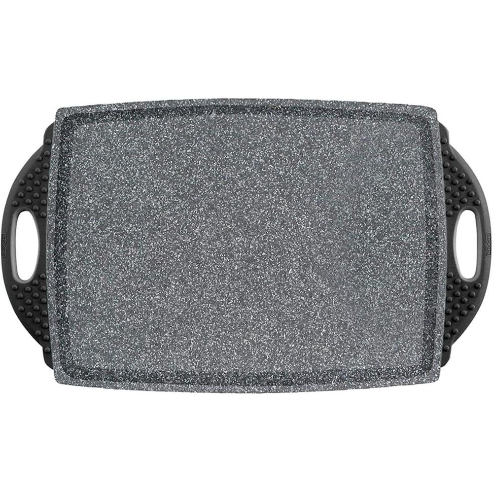Dexas Heavy Granite Cutting Board with Nib Handles – 10 x 15 Inches – Heavy Granite Poly(Grey Granite Pattern)