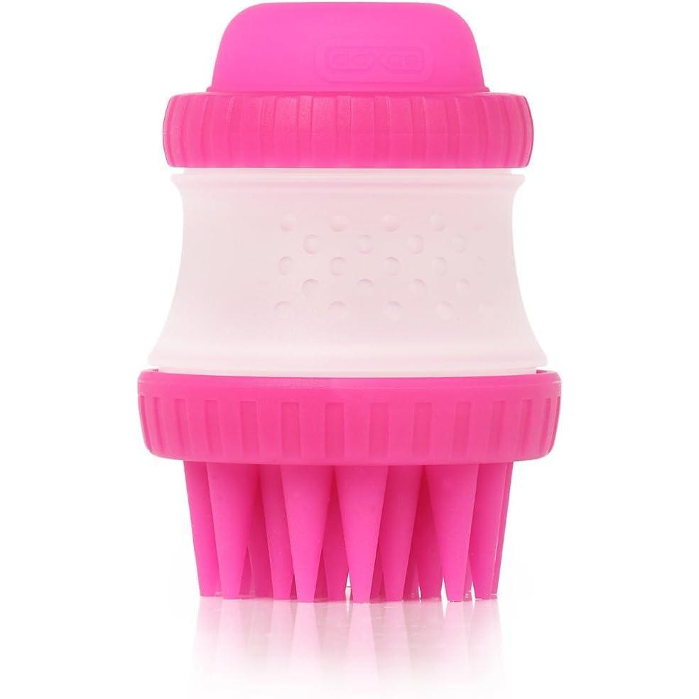 Dexas ScrubBuster Silicone Dog Washing Brush with Built-in Shampoo Reservoir, Pro Blue(Pink)