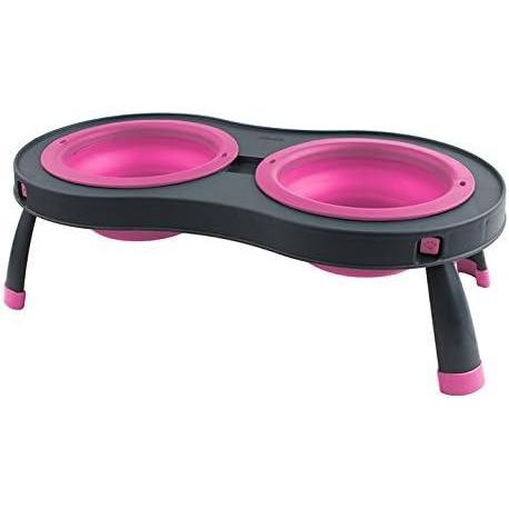 Dexas Pets Double Elevated Pet Feeder, 2.5 Cup Bowls, Pro Blue (PW1104322194)(Gray/Pink)