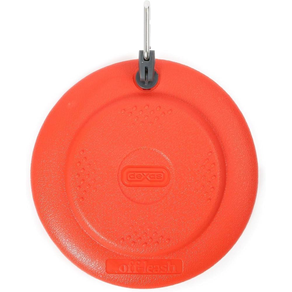 Dexas Off Leash Frisbee Flyer Floating Dog Toy with Removable Leash Attachment
