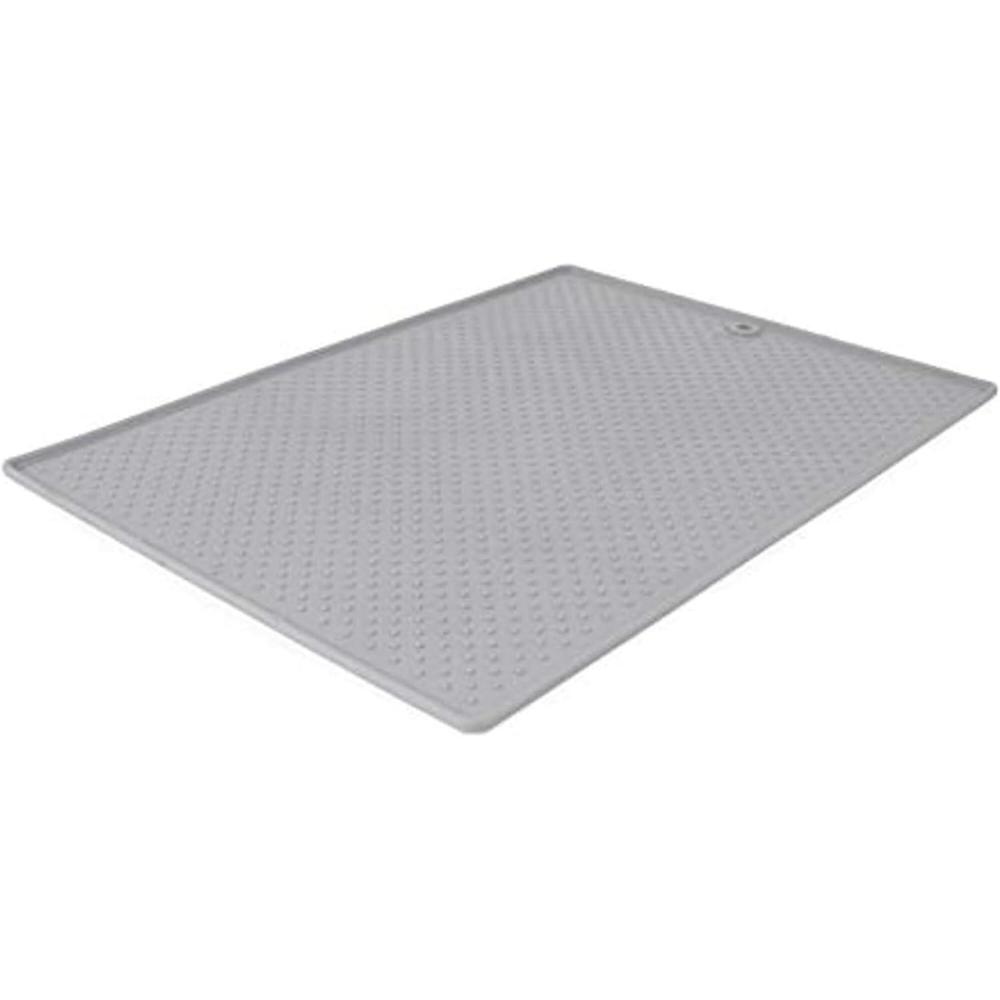 Dexas Pets Grippmat Flexible Non-Slip Pet Placemat/Spill Catcher for Dog Bowls and Cat Bowls, 17 by 23.5 Inches, Gray(Light Gray)