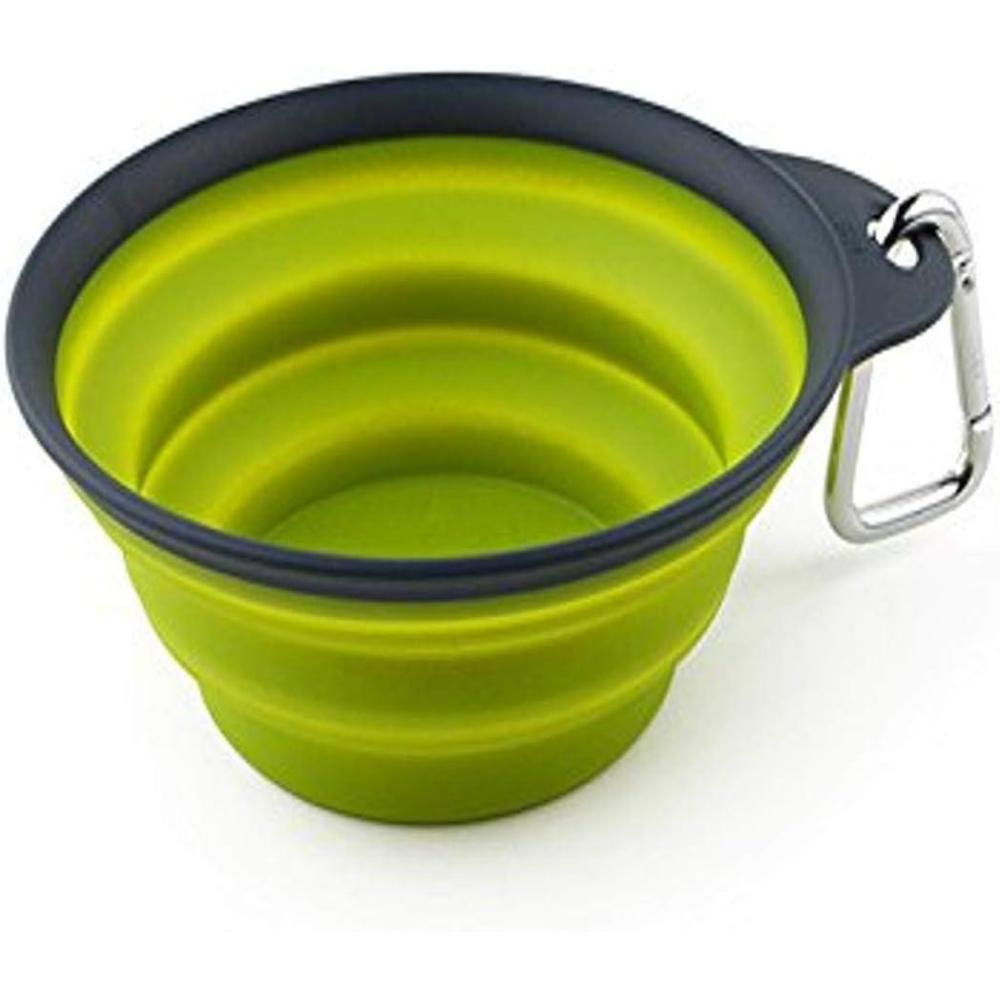 Dexas Popware for Pets Collapsible Travel Cup, Large, Gray/Blue(Gray/Green)