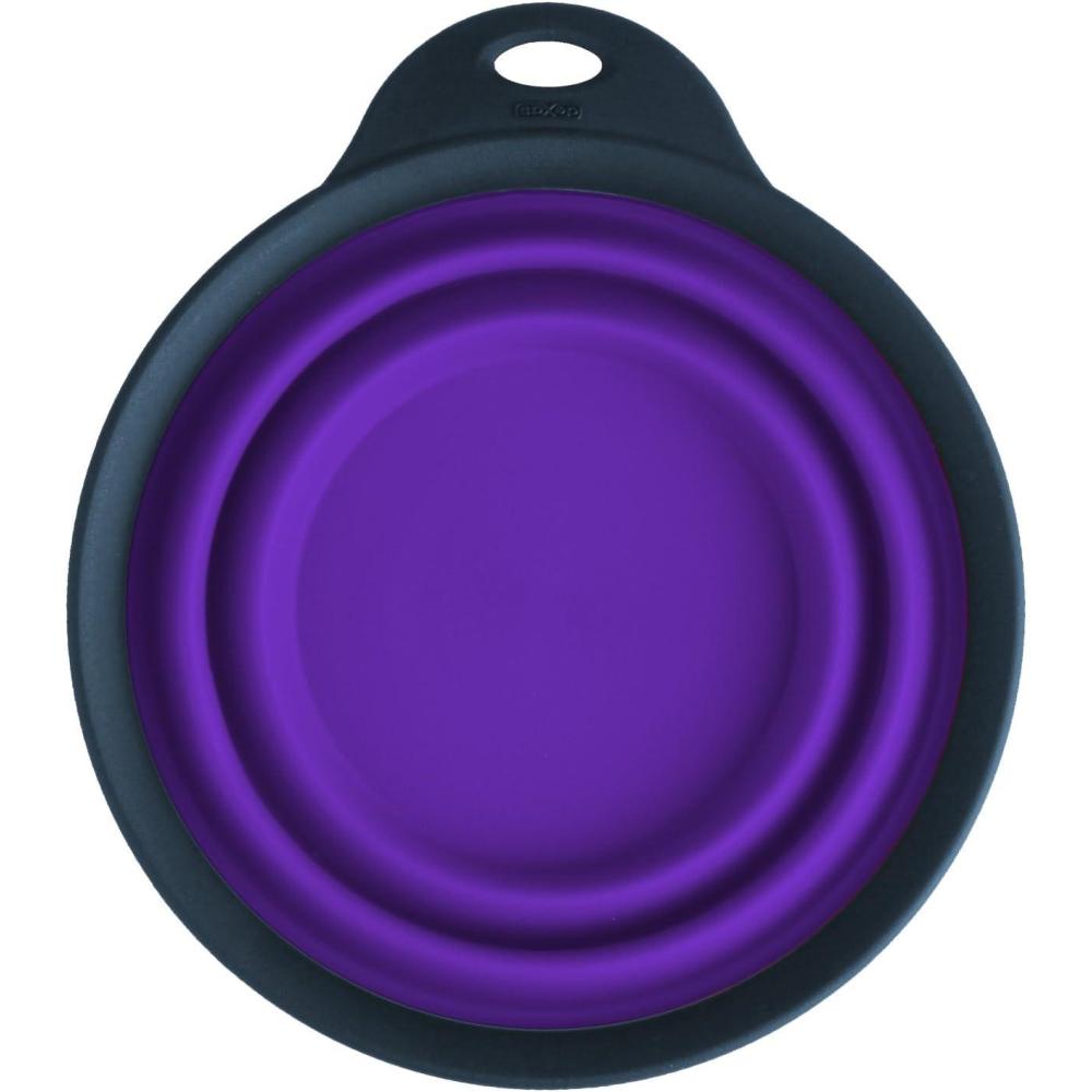 Dexas Popware for Pets Collapsible Travel Cup, Large, Gray/Blue(Gray/Purple)