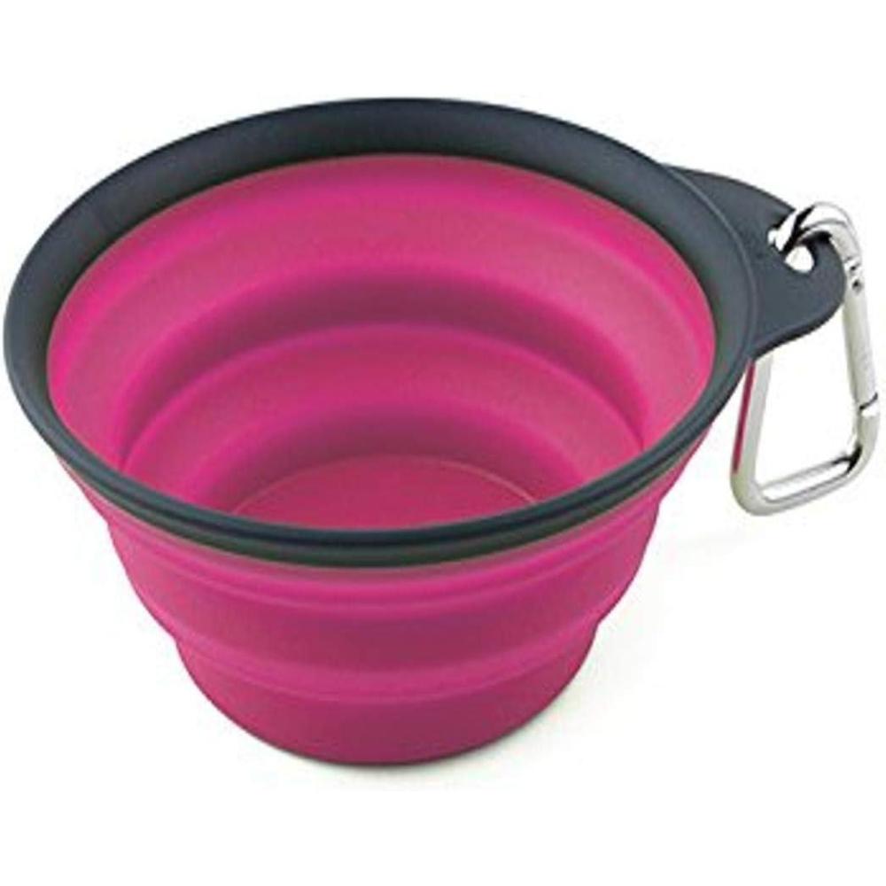 Dexas Popware for Pets Collapsible Travel Cup, Small, Gray/Pink