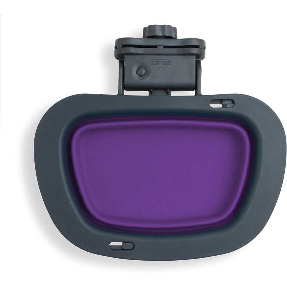 Dexas Popware for Pets Collapsible Kennel Bowl, Light Gray, Round (PW270432429)(Gray/Purple)