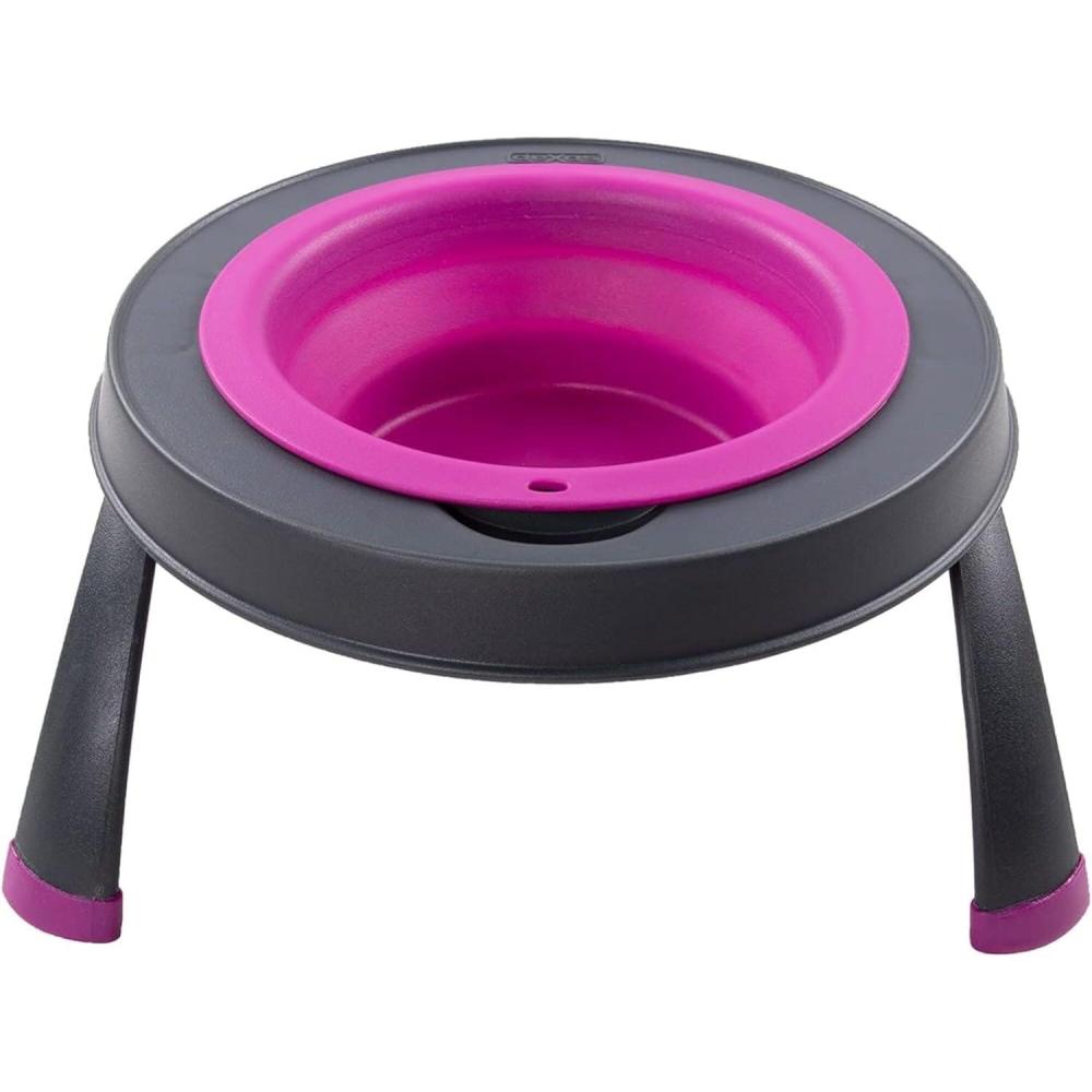 Dexas Pets Single Elevated Pet Feeder/Pet Bowl, 4 Cup Capacity, Fuchsia, Large/4 Cup Capacity(Fuchsia)
