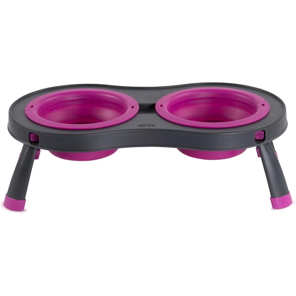 Dexas Pets Double Elevated Pet Feeder, 2.5 Cup Bowls, Pro Blue (PW1104322194)(Fuchsia)