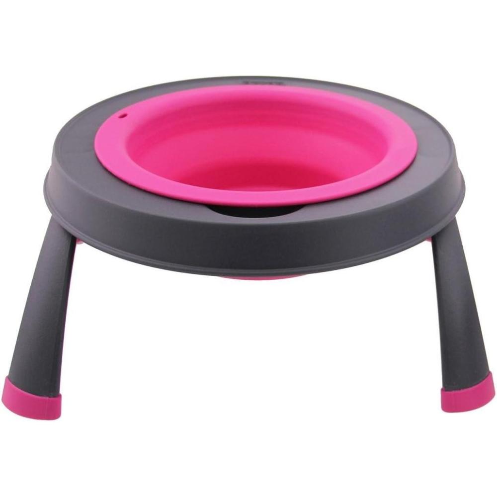 Dexas Pets Single Elevated Pet Feeder/Pet Bowl, 4 Cup Capacity, Fuchsia, Large/4 Cup Capacity(Gray/Pink)