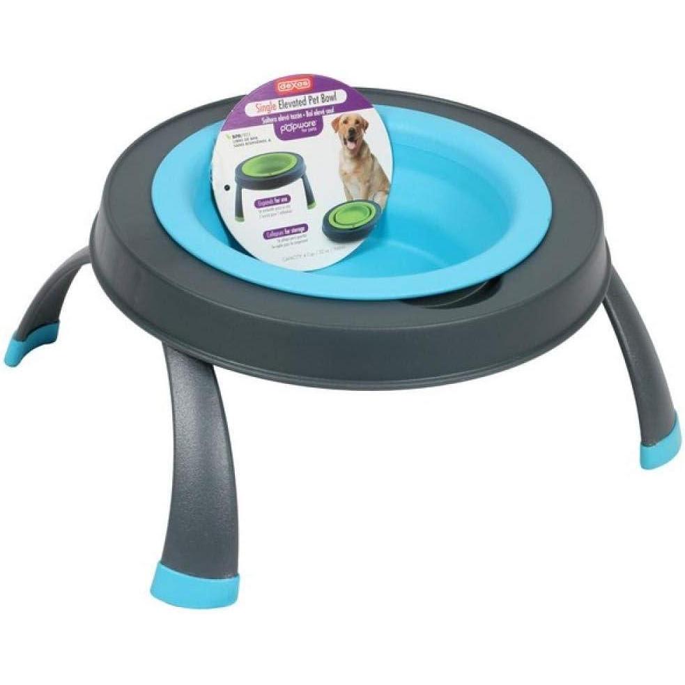 Dexas Pets Single Elevated Pet Feeder/Pet Bowl, 4 Cup Capacity, Fuchsia, Large/4 Cup Capacity(Gray/Blue)