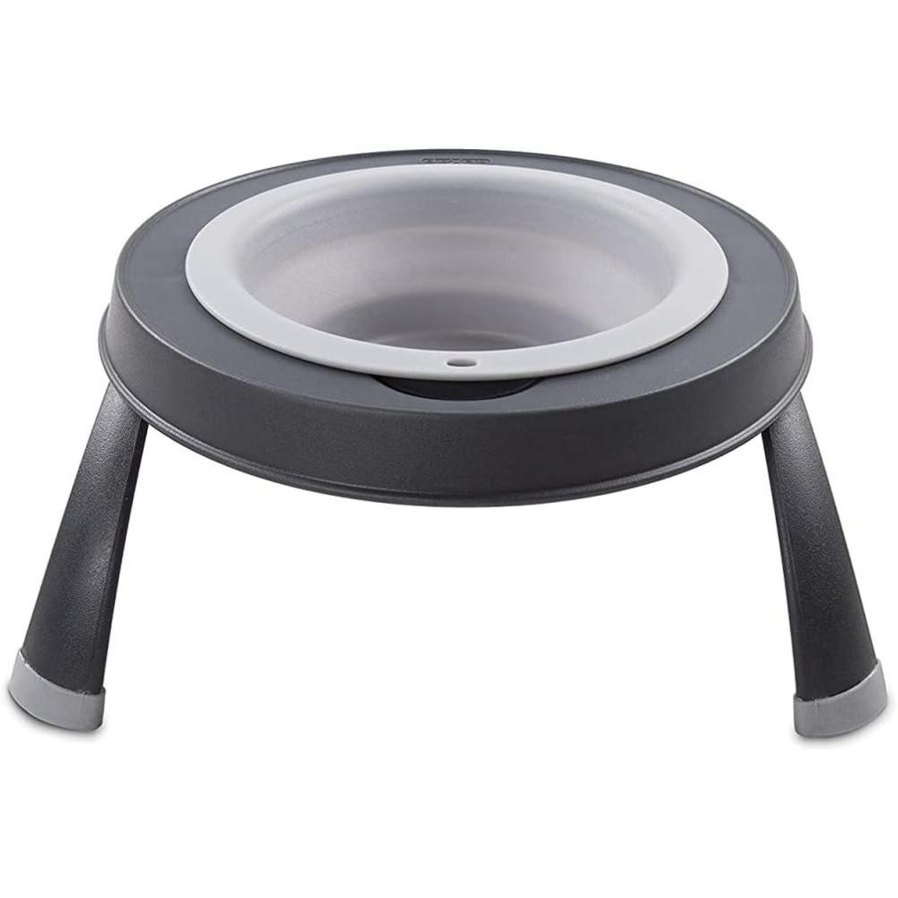 Dexas Pets Single Elevated Pet Feeder/Pet Bowl, 4 Cup Capacity, Fuchsia, Large/4 Cup Capacity(Light Gray)
