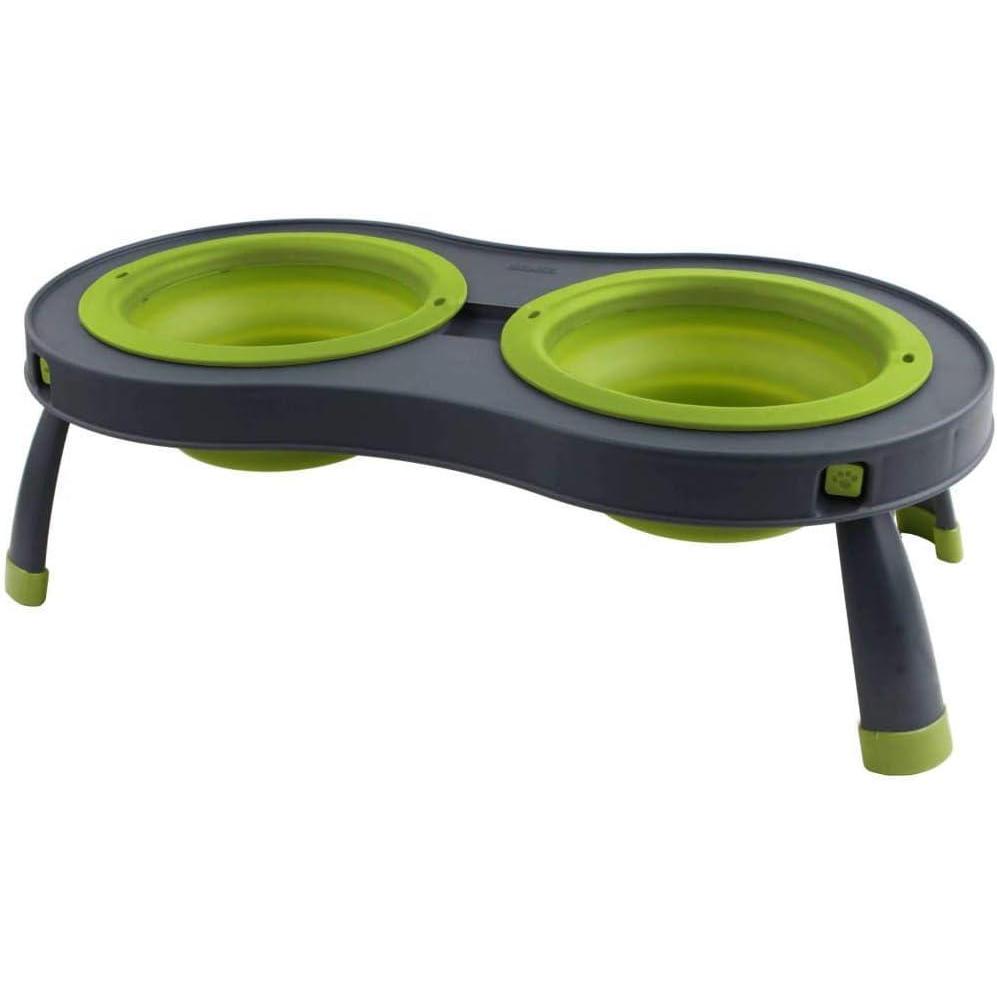 Dexas Pets Double Elevated Pet Feeder, 2.5 Cup Bowls, Pro Blue (PW1104322194)(Gray/Green)