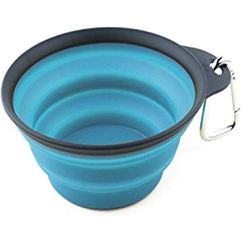 Dexas Popware for Pets Collapsible Travel Cup, Large, Gray/Blue(Gray/Blue)