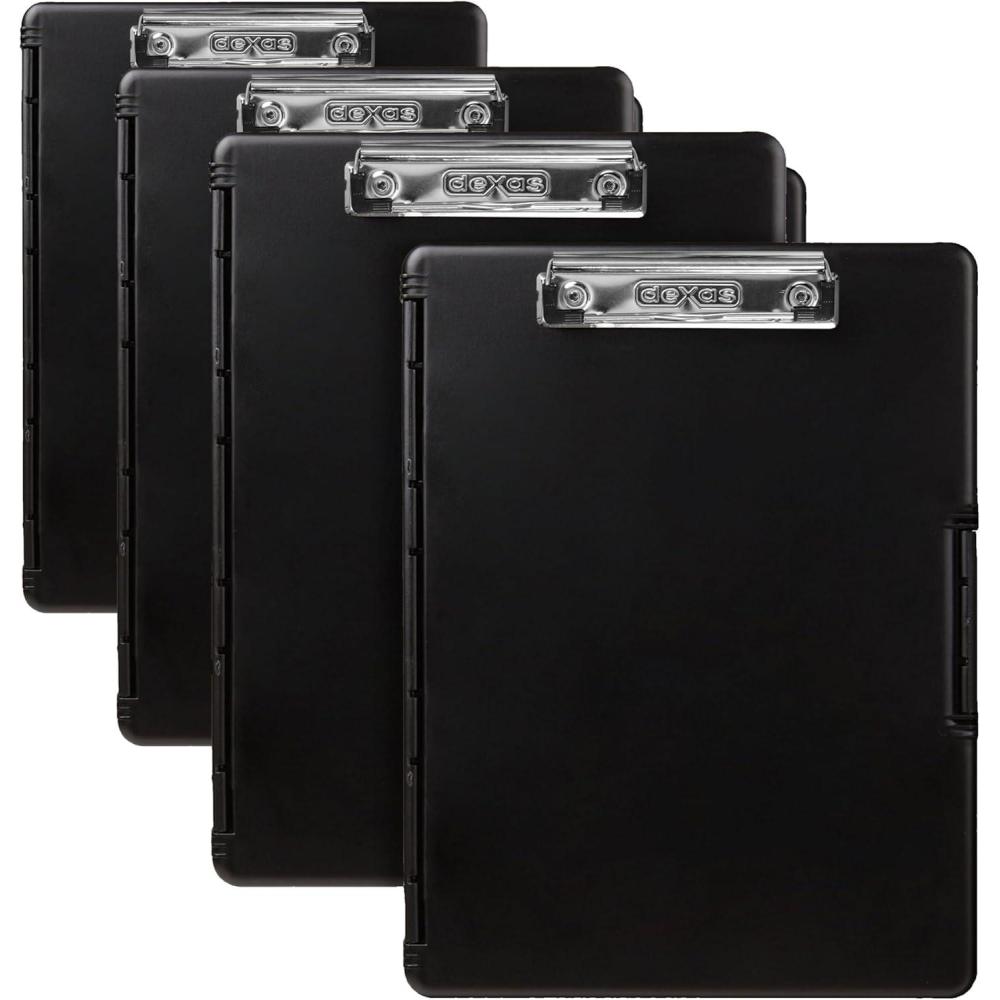 Dexas Slimcase2 Storage Clipboard-2 Pack with Side Opening, Black with Chrome Clip. Organize in Style for Home, School, Work, or Trades. Ideal for Teachers, Nurses, Students, Homeschool.(12.5″ x 9.5″ (Pack of 3))