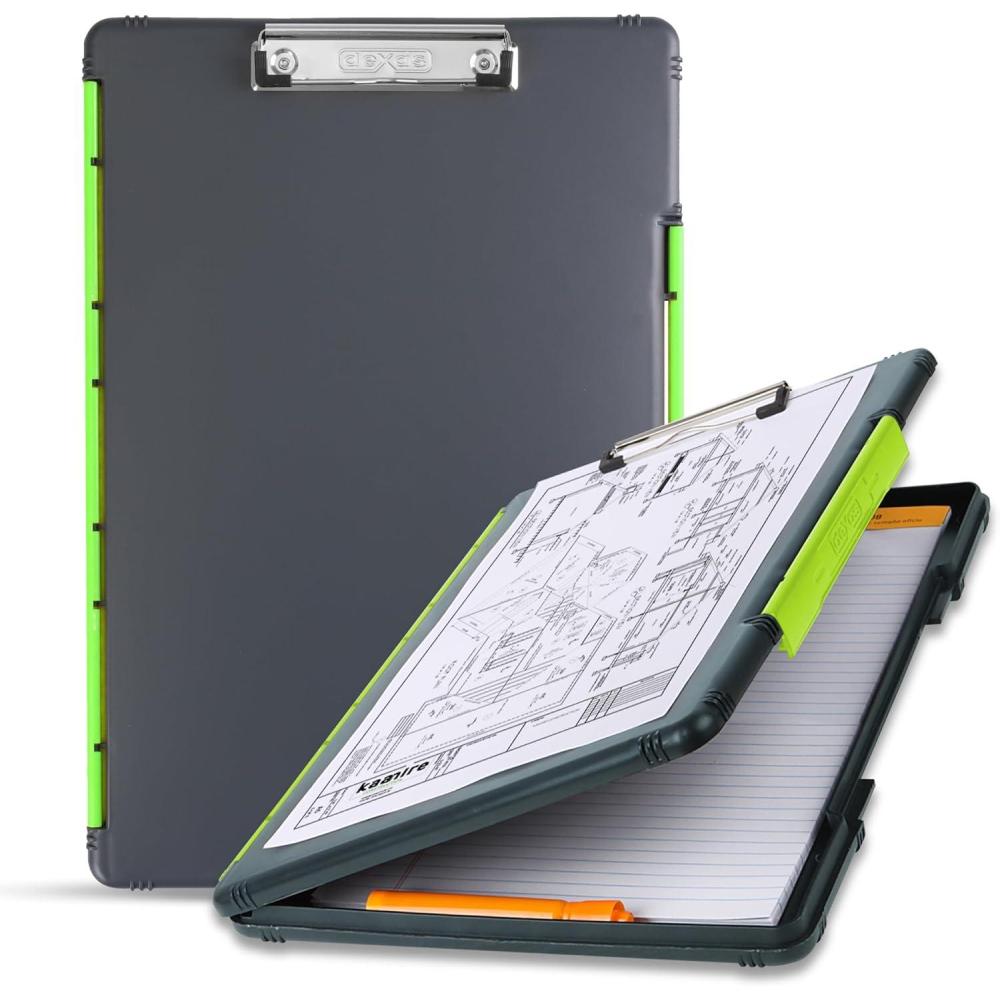Dexas Legal Size XL Slimcase 2 Storage Clipboard, Gray with Green Clip, 15.5″ x 10.5″(Gray With Green Clip)