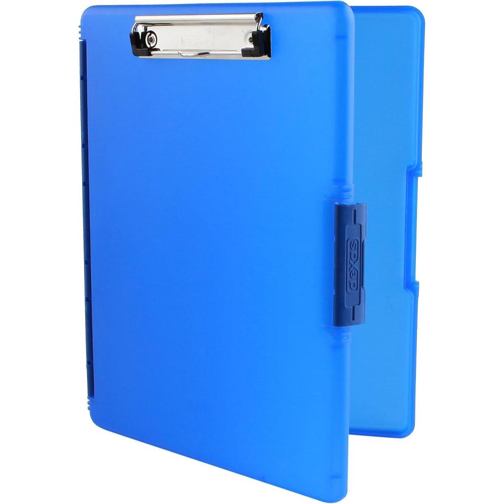 Dexas Slimcase 2 Plastic Clipboard with Storage and Side Opening, Natural Glitter Pink Binding, Office Supplies Clipboards to Organize, A4 Holder, Nursing Clipboards(Royal Blue)