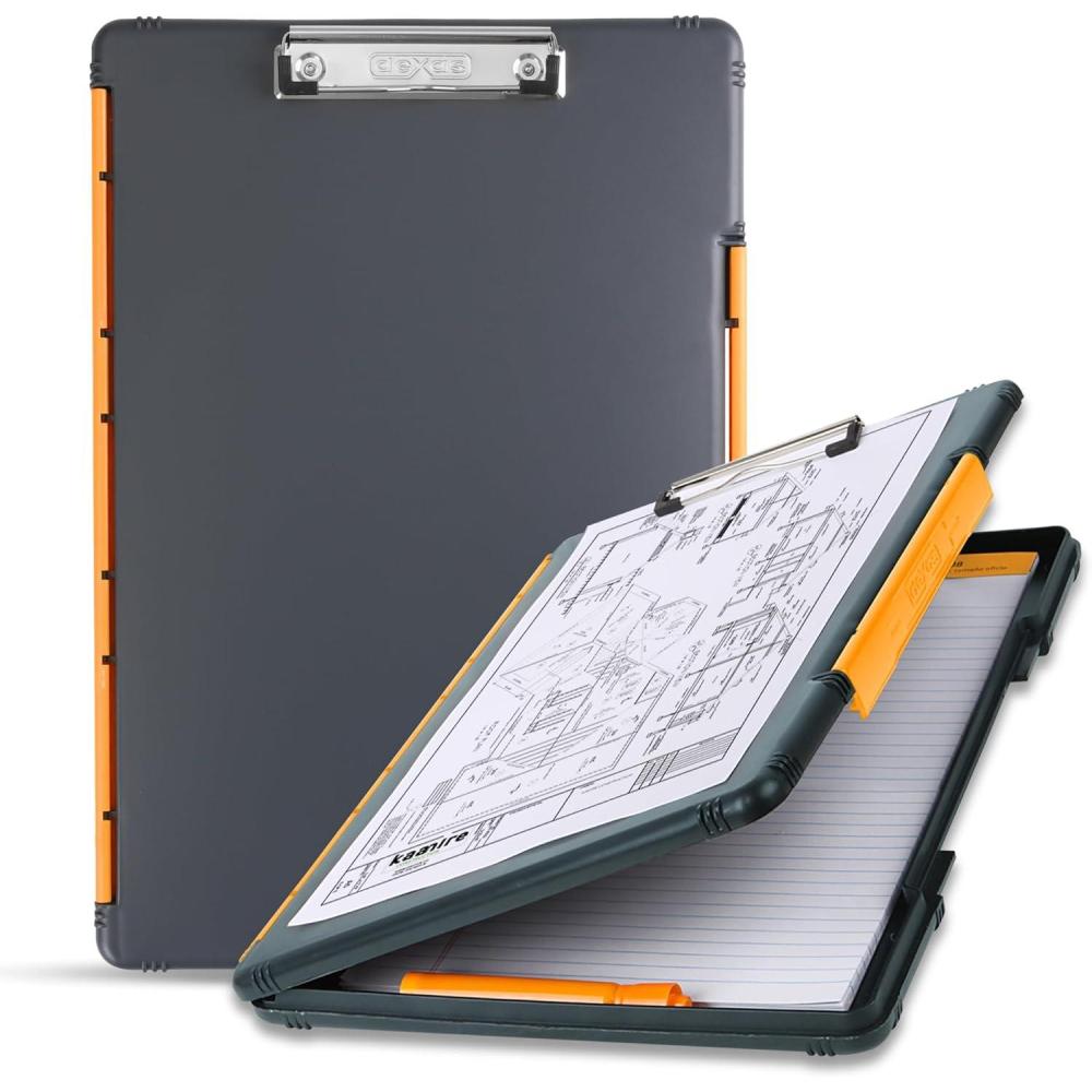 Dexas Legal Size XL Slimcase 2 Storage Clipboard, Gray with Green Clip, 15.5″ x 10.5″(Gray With Orange Clip)