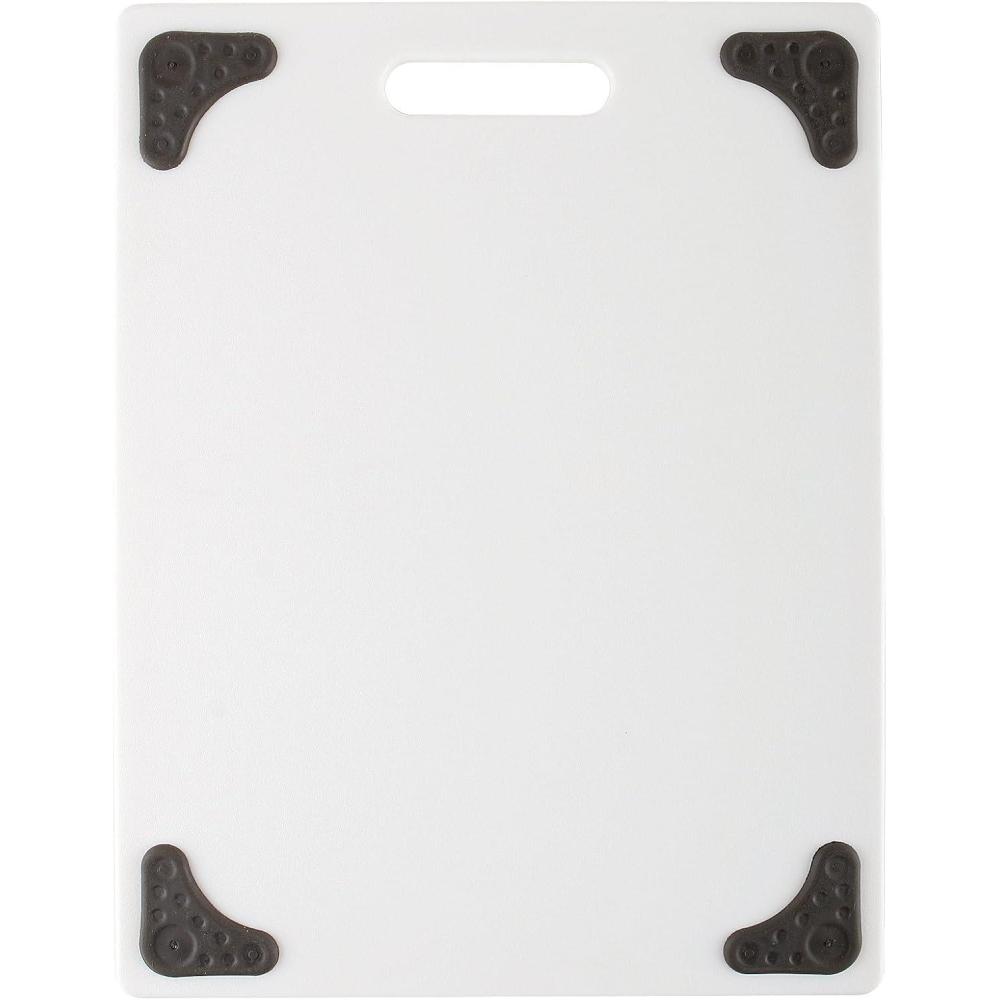 Dexas Superboard Cutting Board with Handle and Non-Slip Feet, 11 by 14.5 inches, Light Granite Color with Black Non-Slip Corners(White with Non-Slip Grey Corners)